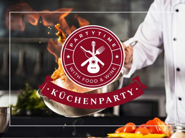 Bild mit Feuer und Pfanne zur Kpchenparty auf dem Heidelberger Schloss